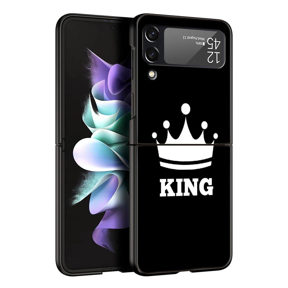 

Стиль пары Мультяшная Корона король Королева Чехол для телефона Для Samsung Z Flip3 Flip4 Flip5 ПК-оболочка Для Z Flip 3 4 5 Жесткий складной чехол Galaxy Z Flip 5