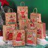 10Pcs Thickened Christmas Gift Bag Kraft Paper Tote Bag Practical Gift Packaging Bags  Grocery Store