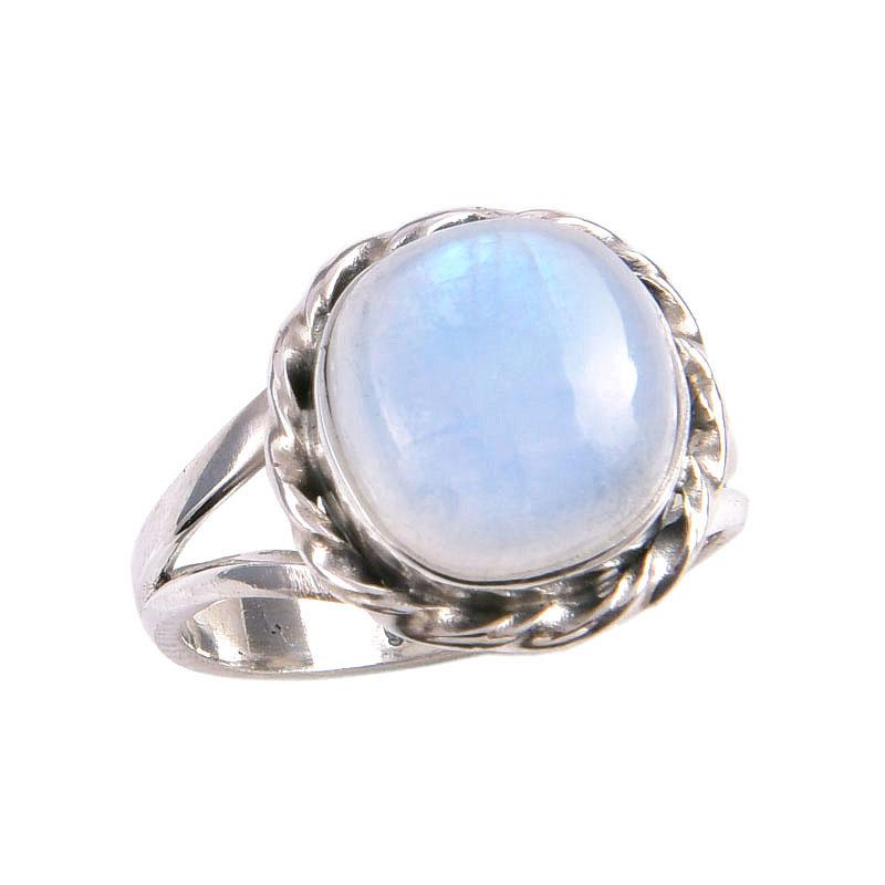Natural Rainbow Moonstone Gemstone 925 Solid Silver Jewelry Ring Size 5.5 U3V90