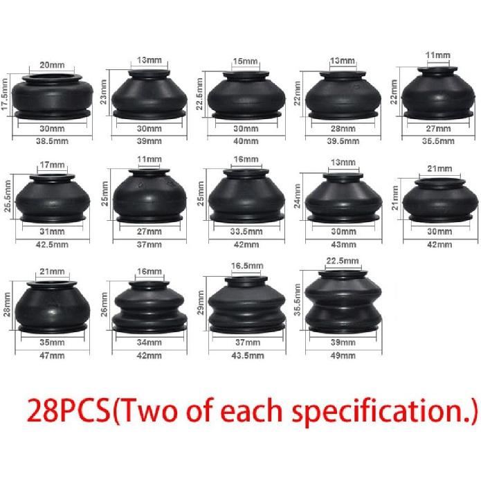 28PCS Universal Ball Joint Boots Dust Protection Rubber Ball Joint Dust Boots Covers Ball Joint Boot Suspension Steering Tie Rod End Boots for Most