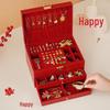 Multilayer Leather Wedding Jewelry Storage Box with Drawers for Necklaces and Rings