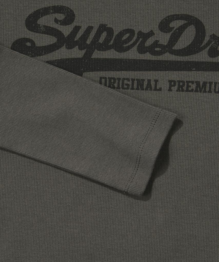 Syupeodeulai W Vintage Big Logo Crop Long Sleeve T-Shirt Dark Gray