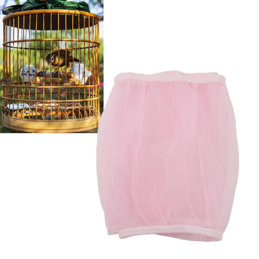 Net Yarn Bird Cage Cover Adjustable Soft Dust Proof Net Yarn Bird Cage Net CoverPink L