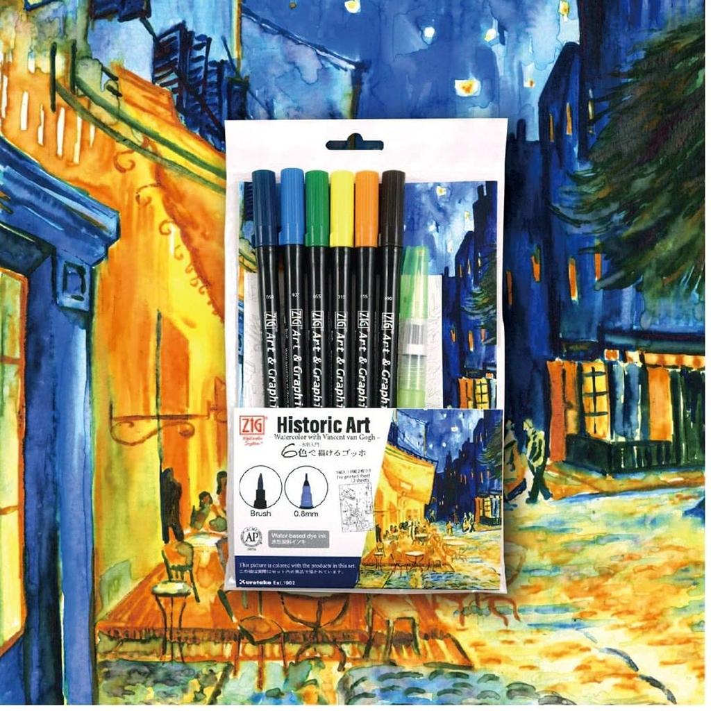 Kuretake Aquarell Van Gogh Art Graphic 6 Anfänger-Set, & Twin, Farben, WM-21/TUT6V