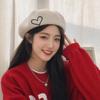 Warm Winter Wool Berets Hat Heart Shape French Artist Hat Fashion Plain Cap  for Women