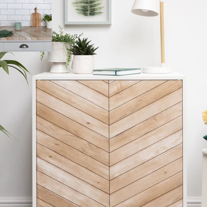 Film adhésif décoratif - d-c-fix - chevron bois chêne - 67cm x 200cm - imperméable - facile à poser