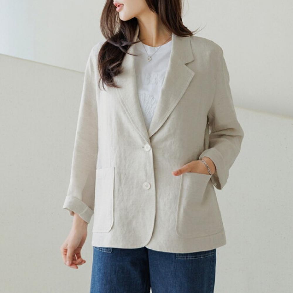 Dedra The Black Linen Jacket Black Oue3016