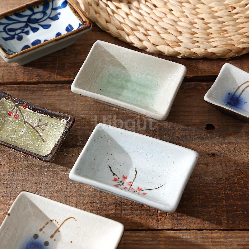 Kleine japanische Keramikplatte Retro Brennofen Glasur Barbecue Mini Dip Schale Sashimi Sushi Sojasauce Schale kleine Schreibtisch Snackplatte
