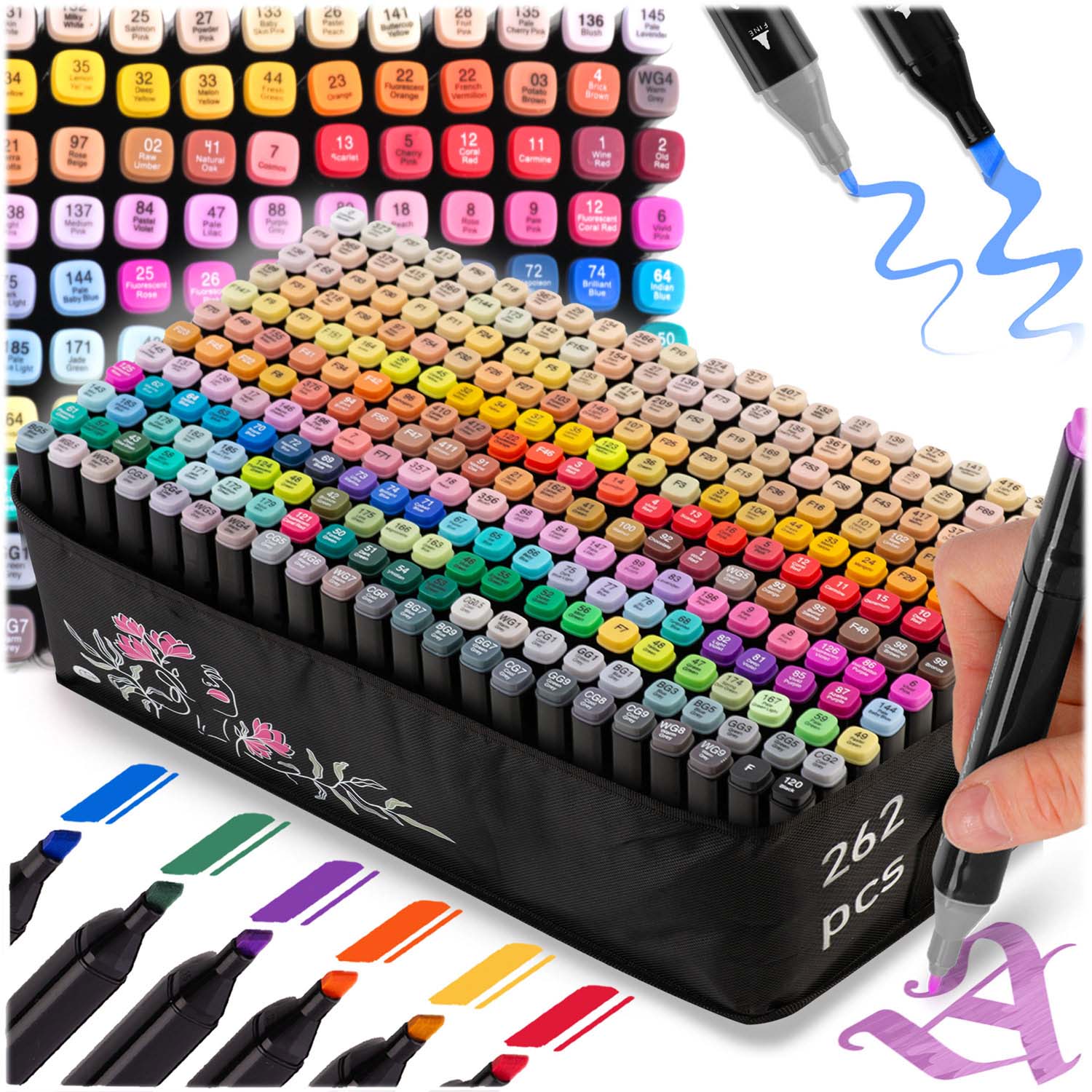 Nukido NK-915 Alcohol Markers with Bag 262 pcs