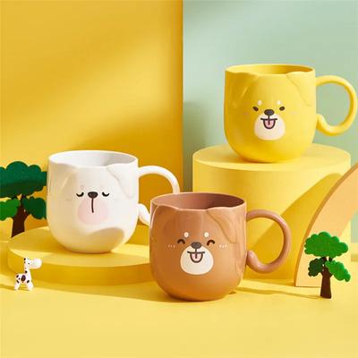 Tazza da caffè con manico per bambini, 300-400 ml, in plastica, resistente al calore, con collutorio e spazzolino da denti.
