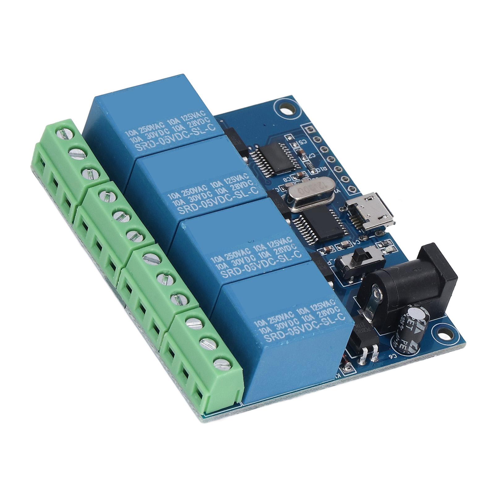 

Relay Module 4 Ways LED Indicator Transition Protection 8 Bit Microcontroller Chip USB Long Lifespan Relay Switch