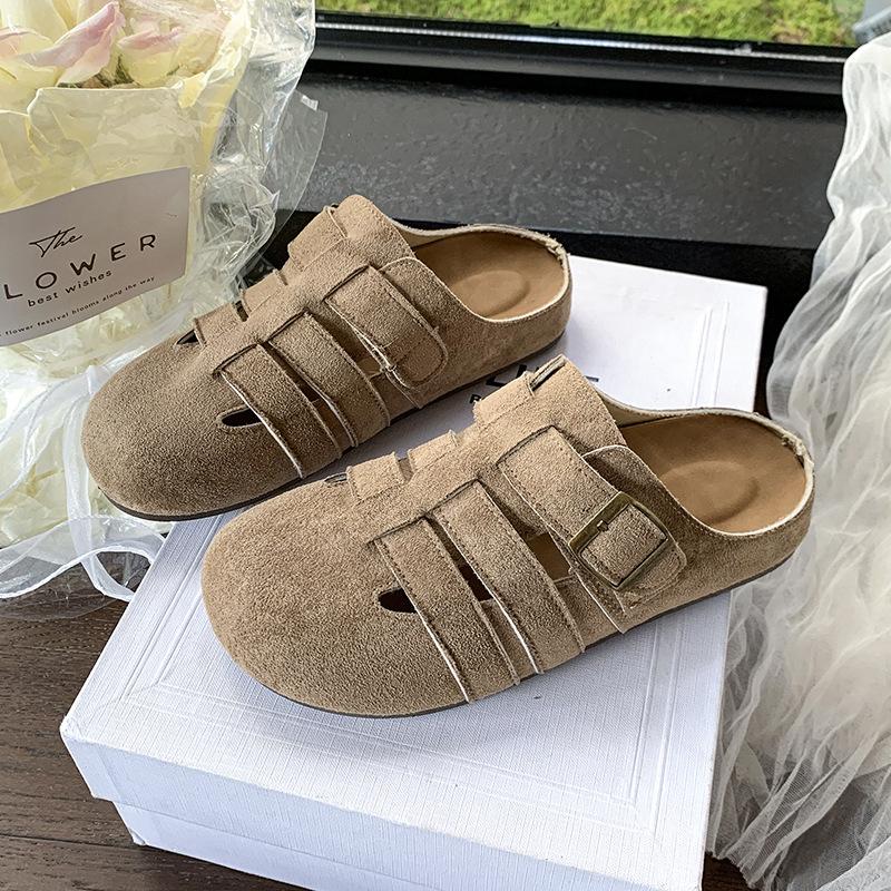 Mori Retro Hollowed-out Woven Boken Slippers Women's 2025 New Lazy One-pedal Thick-soled Bag Head Cool Slippers