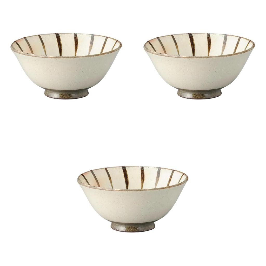 Set of 3 Kohiki Tokusa Tea Bowls x Ceramic Rice Bowls by Setomonohonpo [12.2 6cm] (Earthenware)