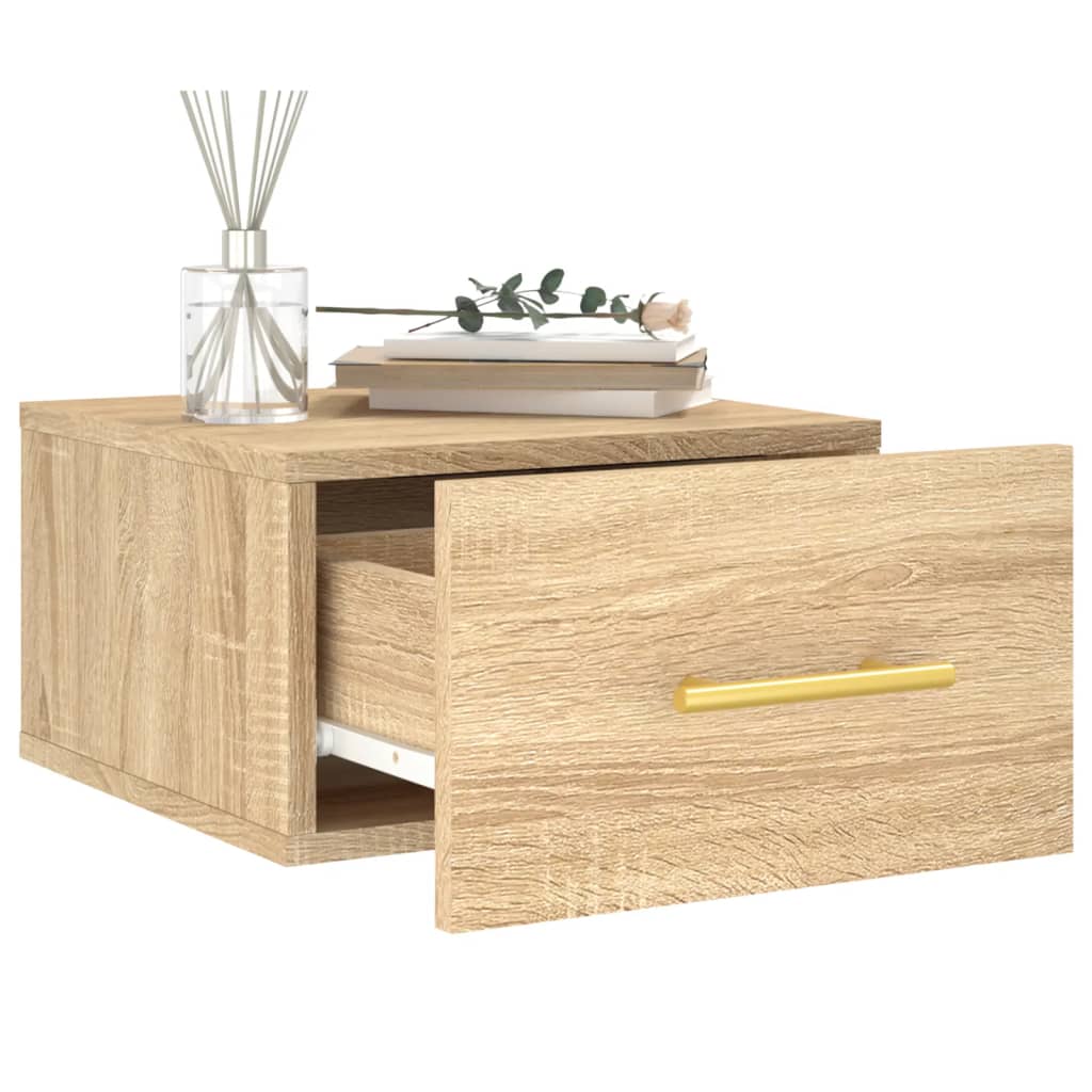 Wall Mounted Nightstand Sonoma Oak 35 x 35 x 20 cm