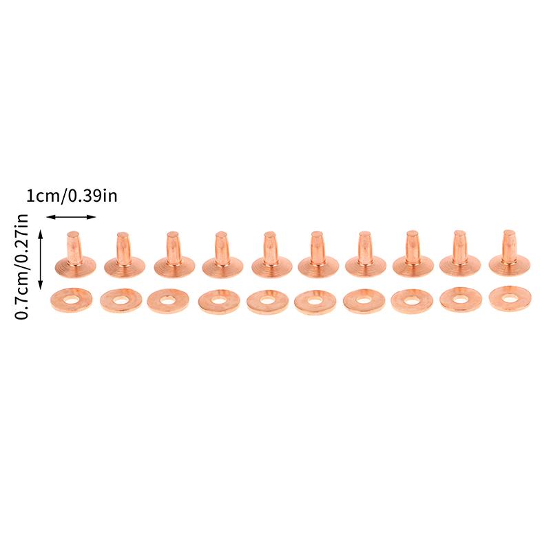 10 sad Nýtované Měděné nýty pro kůži s podložkami pro DIY nýtování DIY Vintage kožené zboží