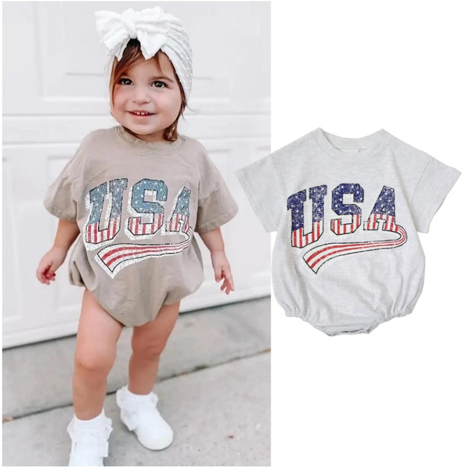 

(проектор)Комбинезон с помпоном и принтом ананаса для новорожденных девочек и мальчиков, боди на День независимости 90 серый