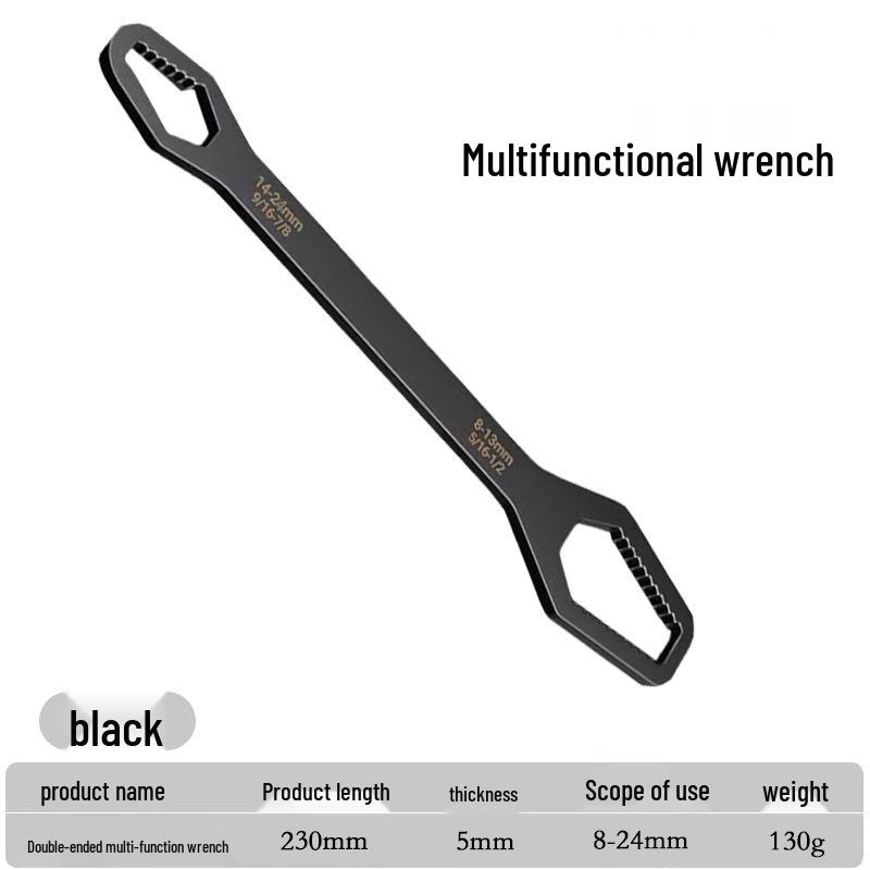 Multifunctional Self-Tightening Double-Ended Universal Wrench
