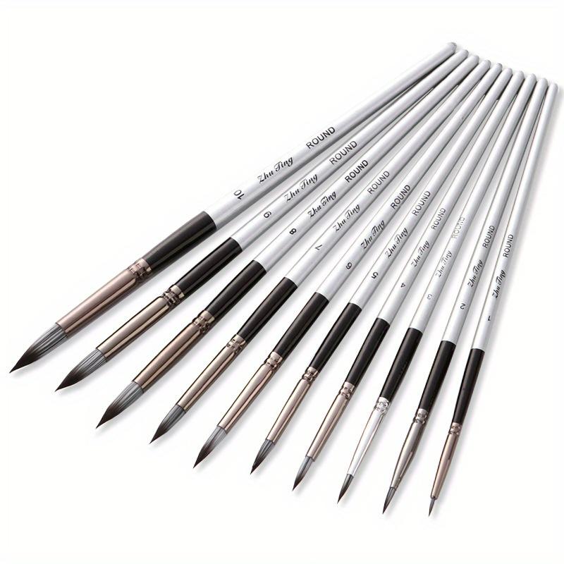 

Набор кистей для акварели с тонкой детализацией, 10 шт./набор, круглый заостренный кончик, нейлоновая щетина - для акрила, гуаши, туши, масла и темперы, с маркировкой размеров 10pcs