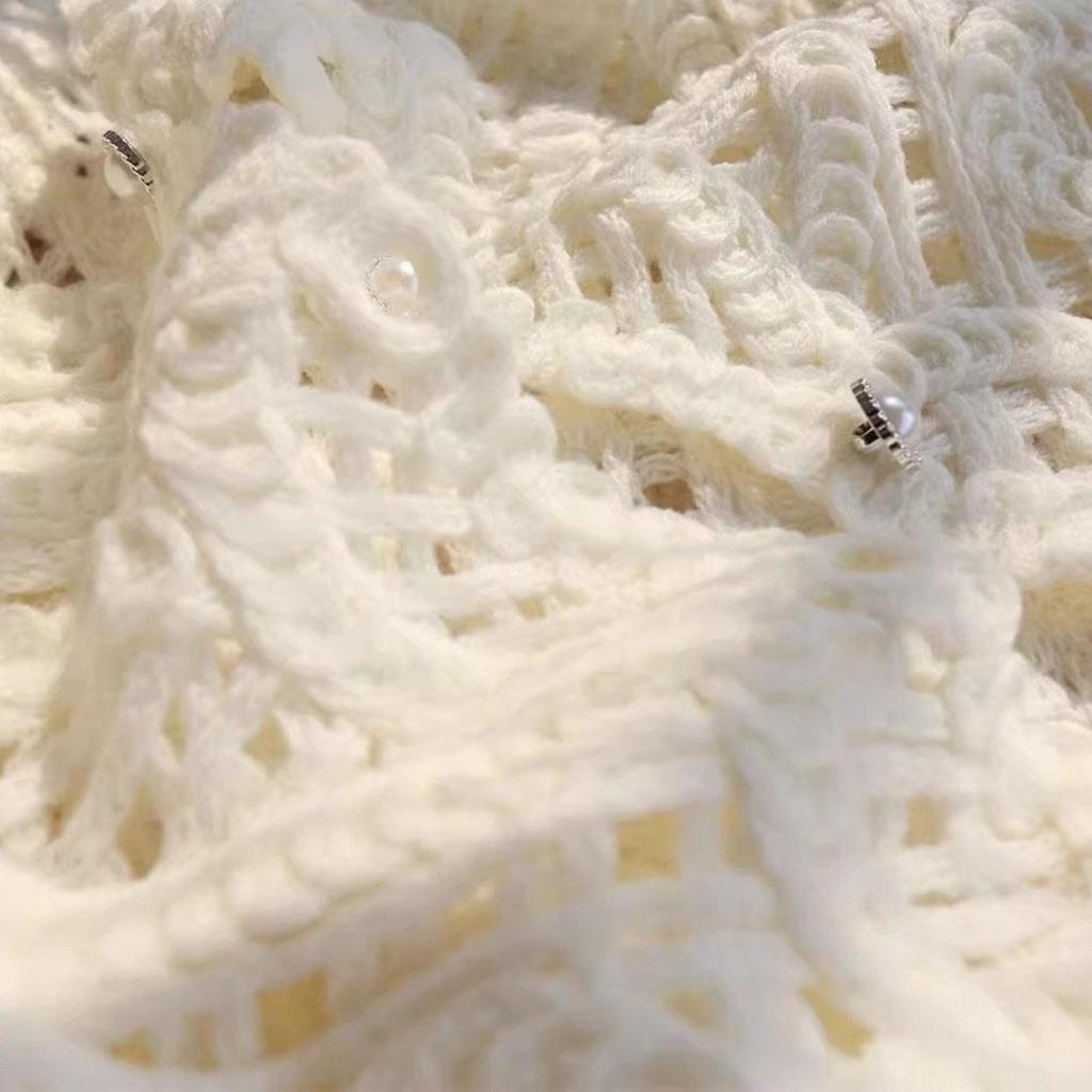 Dámské Ručně vyráběné Hollow Out Slim Fit Cardigan 2024 Jaro Léto Bohemain Tops C-004