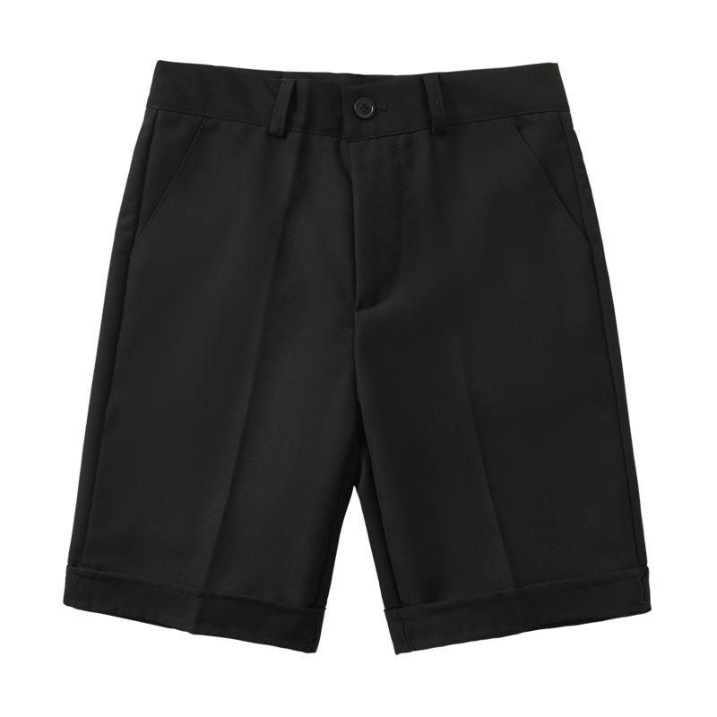 Boys' Summer Formal Suit: Black Trousers & Navy Blue Capris - British Style for Older Children