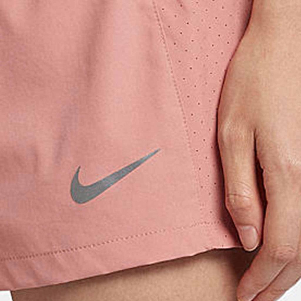 Nike Solid Color Logo Print Elastic Waist Training Straight Leg Shorts Women Shorts Pink 895810-685