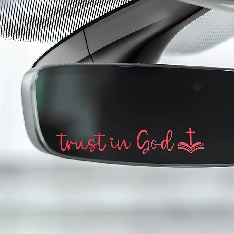 Trust In God Mirror Decal, Car Decals For Women, Faith Mirror Decal, Cute Vinyl Decal, Christian Car Mirror Decal, Religious Car