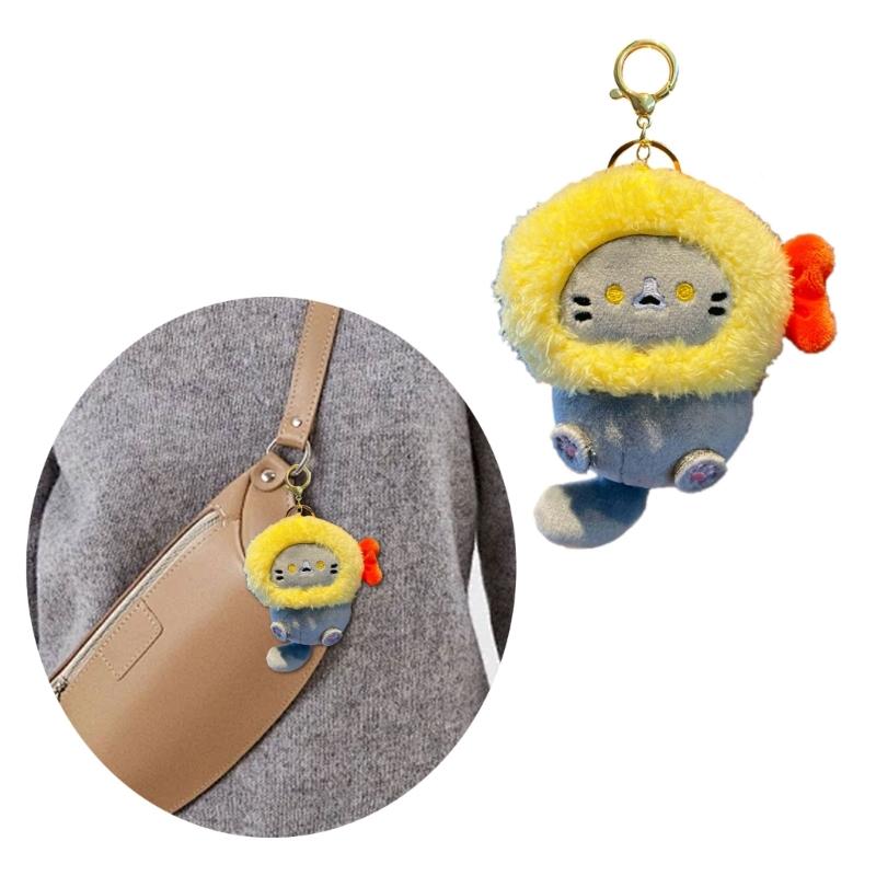 Soft Plush Cats Doll Keychain Lovely Doll Charm Colorful Keychain Accessory Suitable for Girls and Adults Present
