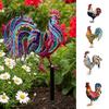 Bunte Gartenhahn Metallstatuen, Wasserdichte Hühnerskulptur, Patriotisches Hofornament Deko Außen für Terrasse Rasen Hinterhof Rustikales Dekor