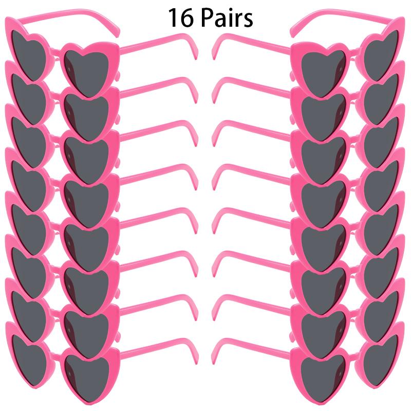 12/16 Pairs Per Set Heart Shaped Sunglasses Women Stylish Vintage Design Decor Sun Glasses Trendy Fashion Cute Outdoor Shades