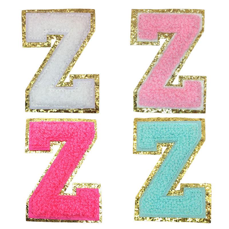 4Pcs Chenille Letters Patches Embroidery Iron On Letters Patch Appliques For Clothing Sticker Diy Accessories Large Size: 8.2Cm