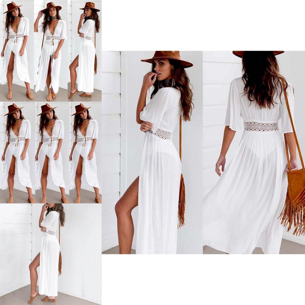 Schickes Damen Spitzen-Häkel-Strandkaftan-Kleid für mühelosen Sommerstil