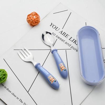 Set di forchette e cucchiai per bambini in acciaio inossidabile 304 - Design a forma di cartone animato per bambini che imparano a mangiare - Cucchiaio piccolo per neonati