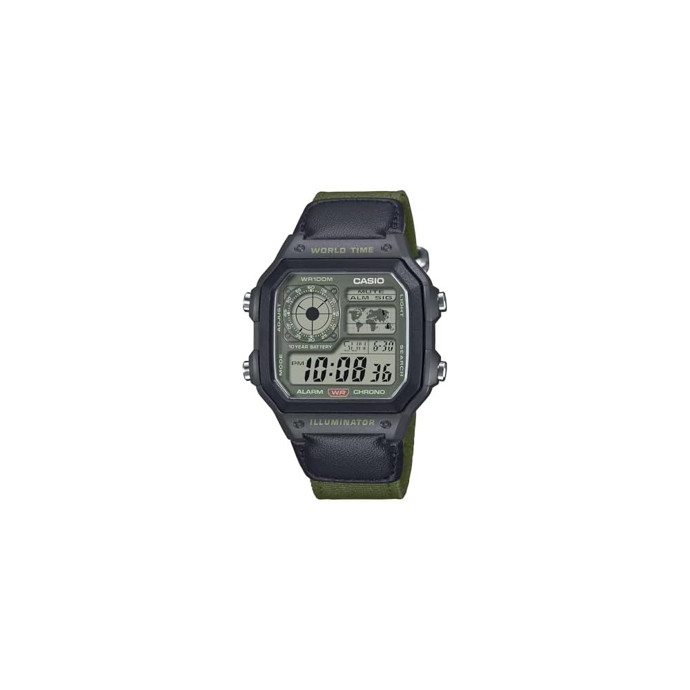 Универсальные аналогово-цифровые кварцевые часы Casio с ремешком AE-1200WHUB-3AVEF