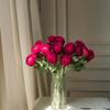 10PCS Artificial Ranunculus Flowers with Real Touch Stem Leave Faux Silk Ranunculus Blooming Flower for Home Decor Flowers Bouquet Red Mums