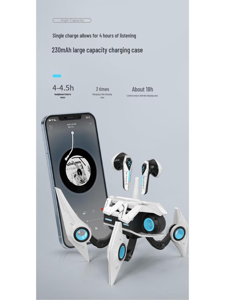 Mecha Trend Bluetooth Earphones: Gaming Pendant with Low Latency & High-Quality Sound