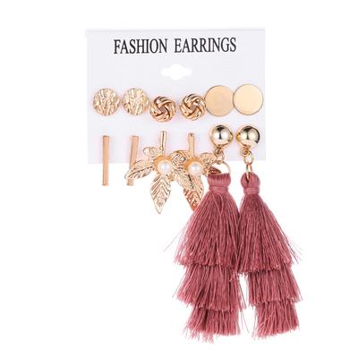 6 Pairs Tassel Earrings Set Bohemian Ear Studs Dangle Statement Eardrop Party Jewelry Gift for Women Girls B
