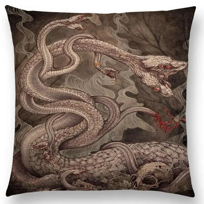 Dark Creatures Mysterious Mythical Beasts Sofa Pillow Case Cat Deer Bird Fox Tiger Snake Cushion Cover
