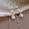 Franse Elegante Stijl Oorbellen met Kwastjes van Kunstparels, Dames Elegante Temperament Dagelijkse Veelzijdige Vakantie Accessoires Cadeau