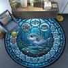 Tapete Redondo de Vidro com Vida Marinha Sob Cadeiras de Escritório Quarto Sala de Estar Decoração de Casa