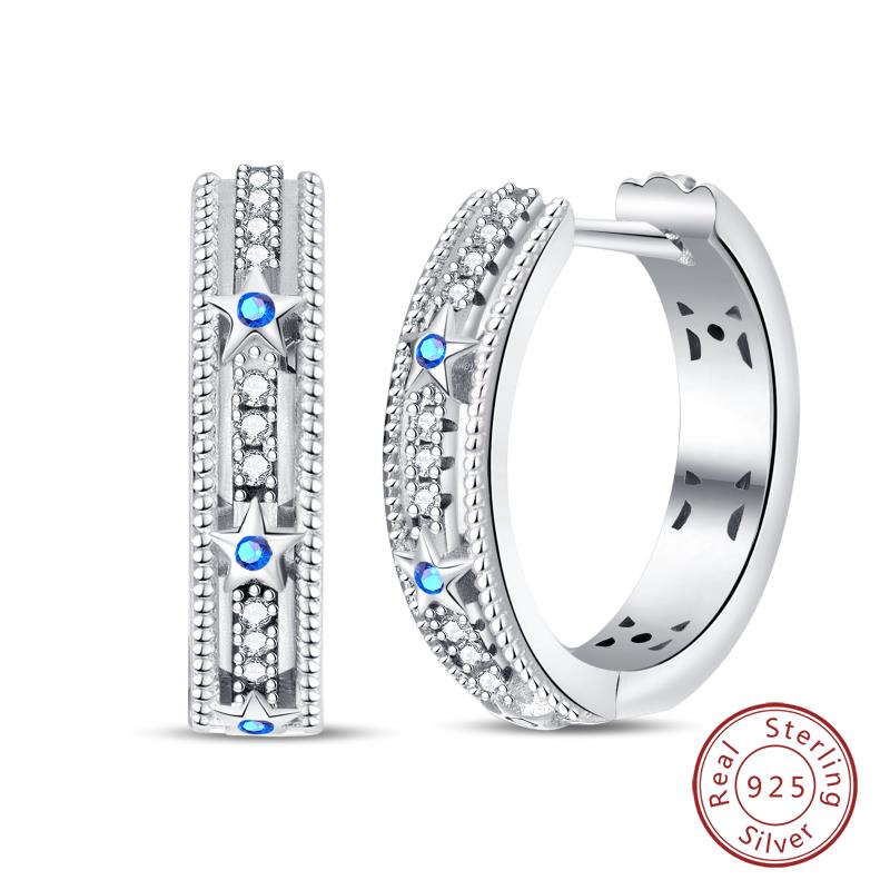 Hot 925 Sterling Silver Earrings Charm Simple Shining Lotus Zircon Wedding Women Jewelry Gift