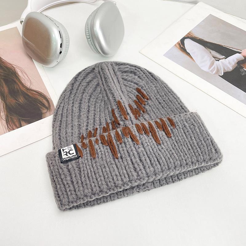 Korean Style All match Knitted Hat Warm Ear Protection Pullover Hat for Women Autumn and Winter Personalized Cold Hat Thickened Plush Hat Small Face
