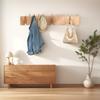 Wall Mounted Coat Rack Hooks Clothes Hangers Natural Wood Wall Mounted Piano Coat Rack for Closet Bedroom Entryway
