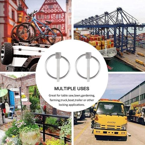 INCREWAY Lynch Pins, 4pcs dia. 3mm Stainless Steel Round Safety Pins, Trailer Locking Pins, Retaining Pins, Lynching Pins, Fasteners for Trucks, Farms