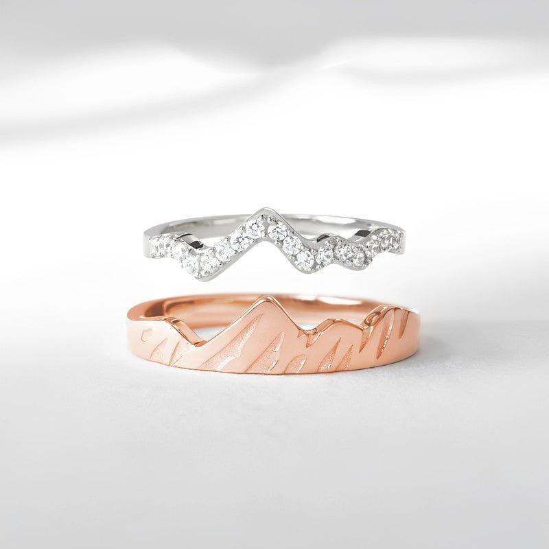 High-End S925 Sterling Silver Layered Mountain Peak Ring for Women - Micro-Inlaid Fashion European and American Style Index Finger Jewelry.