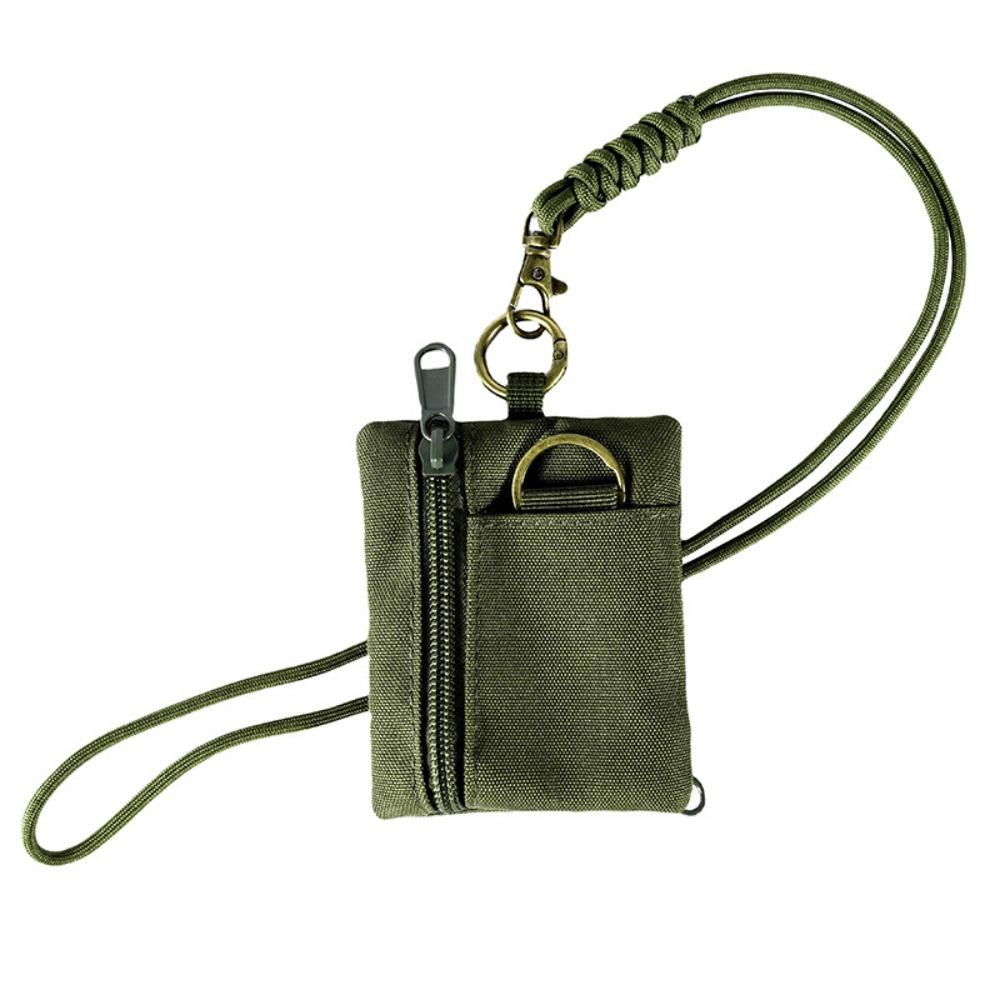 Casual Mini Coin Purse Waterproof with Nylon Lanyard Wallet Oxford Cloth Zipper Card Holder