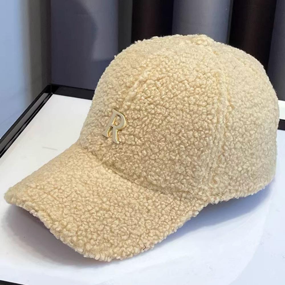 Baseball Cap Winter Hat For Women Men Unisex Letter Metal Logo Imitation Cashmere Keep Warm Simple Casual Winter Caps New Velvet