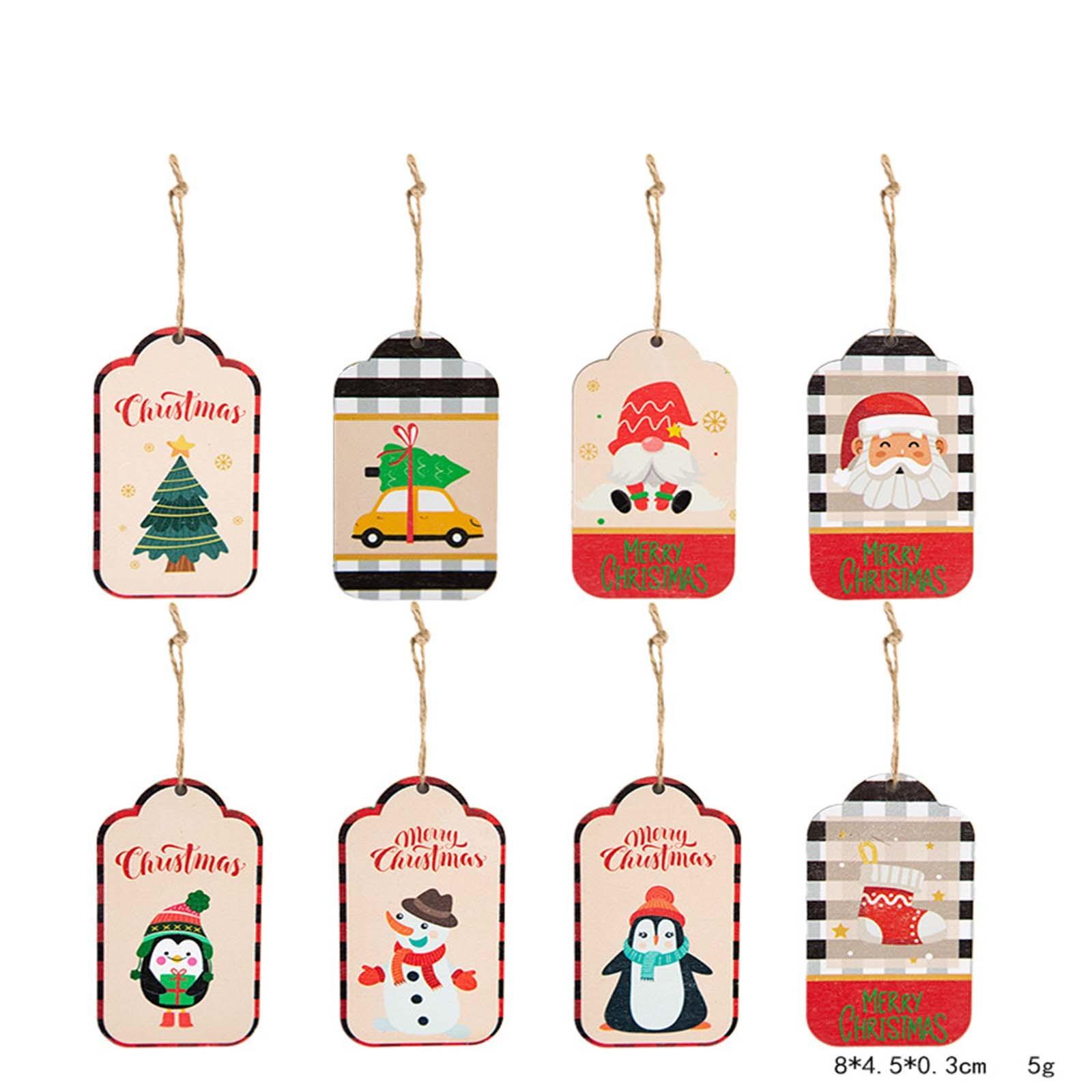 

2D Рождественское праздничное украшение Деревянная подвеска Бирка для вечеринки Детский подарок Дед Мороз Снеговик Деревянные креативные украшения One Size