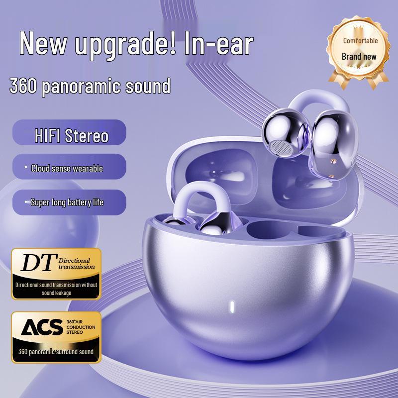 Cross-Border AI Smart-Translation Bone Conduction Bluetooth Headphones: Clip-On, Wireless, Long Battery Life, Noise-Canceling Sports Design.