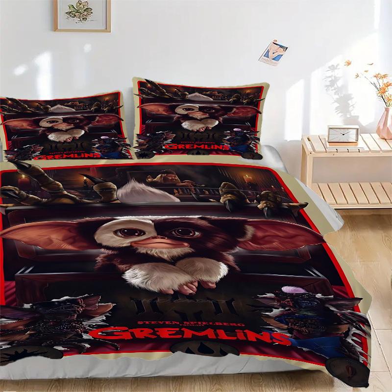 

3 шт. Комплект постельного белья Gremlins, Мягкое удобное пододеяльник, Для спальни, Гостевой комнаты (1*Пододеяльник + 2*Наволочки, Без наполнителя) yy 135x200cm