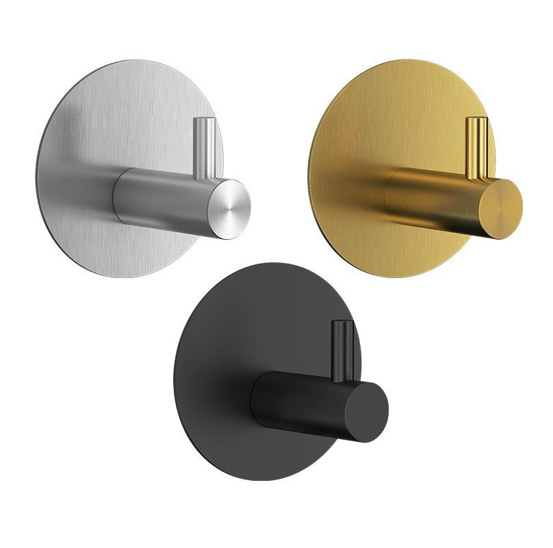 TIGERGOODS No Drilling Self-Adhesive Stainless Steel Hooks Brushed Nickel Towel Robe Hanging Hooks for Bedroom Kitchen